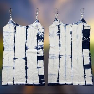 White & Blue Tie-Dye Tank Top